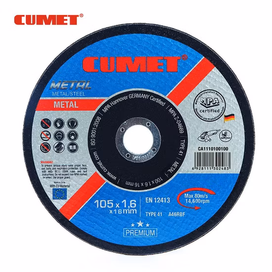 Meule de coupe plate pour métal (115 x 1,2 x 22,2) abrasif avec certificats MPa